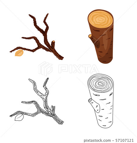 Isolated object of tree and raw logo. Set of tree and construction vector icon for stock. 57107121