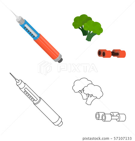 Vector design of diet and treatment sign. Set of diet and medicine stock vector illustration. Vector design of diet and treatment sign. Set of diet and medicine stock vector illustration. 57107133