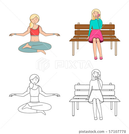 Isolated object of posture and mood symbol. Collection of posture and female stock symbol for web. 57107778