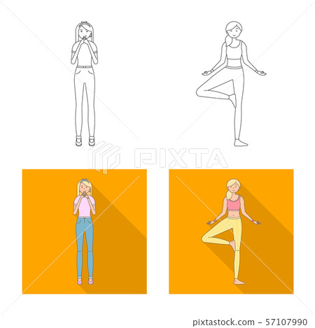 Vector design of posture and mood logo. Collection of posture and female stock symbol for web. Vector design of posture and mood logo. Collection of posture and female stock symbol for web. 57107990
