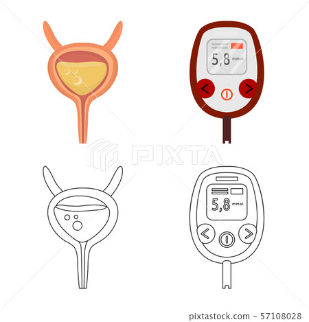 Vector illustration of diet and treatment symbol. Set of diet and medicine vector icon for stock. 57108028