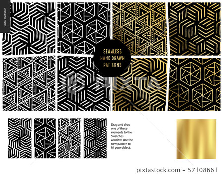 Hand drawn Patterns - black 57108661