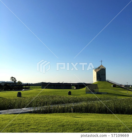 Shrine of the Holy Land, Calm Meadow and Cathedral on the Hill Shrine of the Holy Land, Calm Meadow and Cathedral on the Hill 57109669