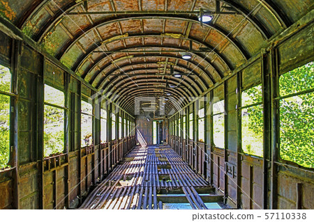 Railroad car used as bridge Railroad car used as bridge 57110338