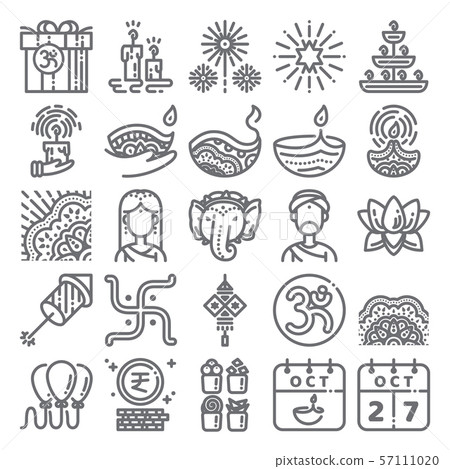Diwali icon set 57111020
