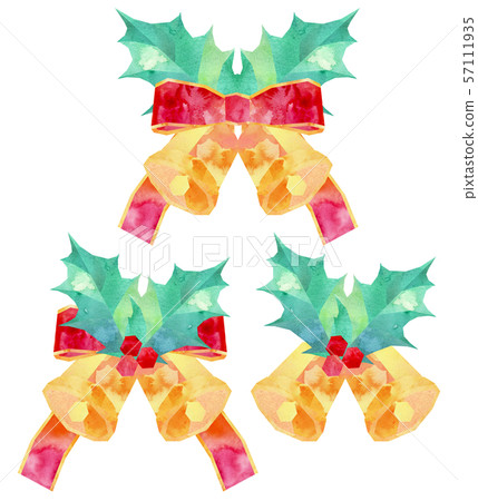 Holly and bell illustration set 57111935
