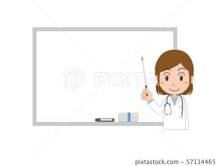 解釋在whiteboard的女性醫生 57114465