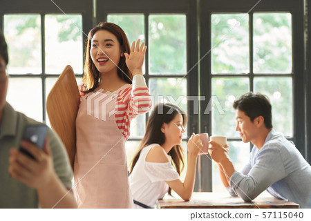 Female cafe clerk Female cafe clerk 57115040