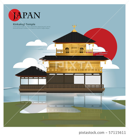 Kinkakuji Temple Japan Landmark and Travel Attractions Vector Illustration Kinkakuji Temple Japan Landmark and Travel Attractions Vector Illustration 57115611