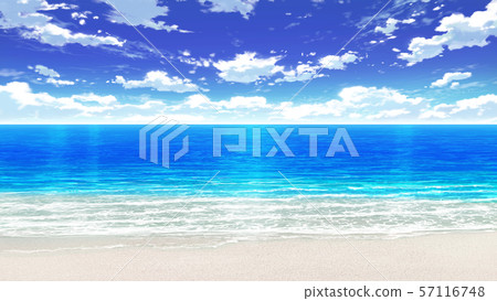 Blue sky, clouds, sea and sand beach 57116748