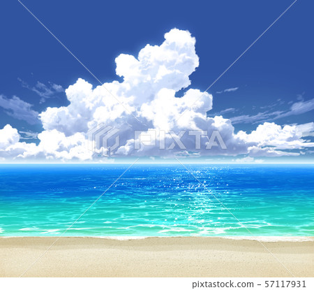 藍天,thunderhead,海和沙子海灘 藍天,thunderhead,海和沙子海灘 57117931