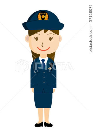Police officers, police officers, and patrolmen's full-body illustrations (icons) women and smiles 1 | White background Police officers, police officers, and patrolmen's full-body illustrations (icons) women and smiles 1 | White background 57118073