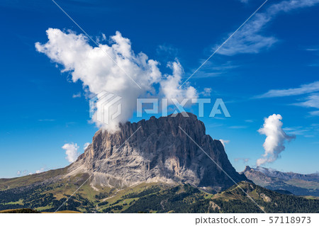 the Sassolungo - Langkofel group, valley Gardena. Dolomites, Italy the Sassolungo - Langkofel group, valley Gardena. Dolomites, Italy 57118973