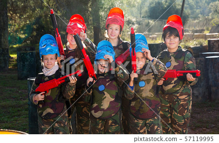 Kids ready for paintball game 57119995