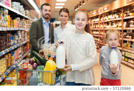 Family with purchases in supermarket Family with purchases in supermarket 57120966