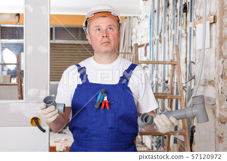 Puzzled builder with plastic pipes Puzzled builder with plastic pipes 57120972