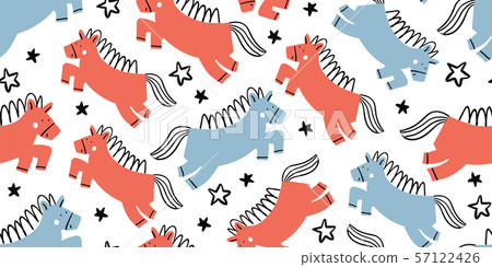 childish seamless pattern with colorful horses childish seamless pattern with colorful horses 57122426