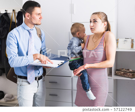 manager of collection company talking with female 57122749