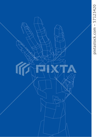 Outline human hand vector. Wire-frame style 57123420