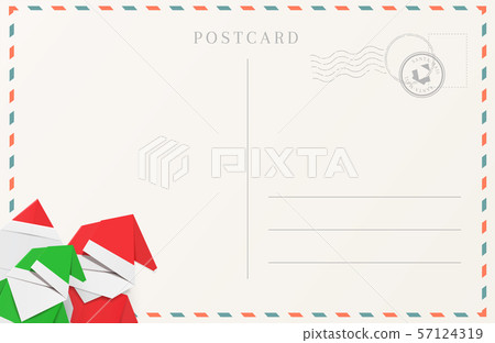Christmas postcard backside with New Year origami Christmas postcard backside with New Year origami 57124319