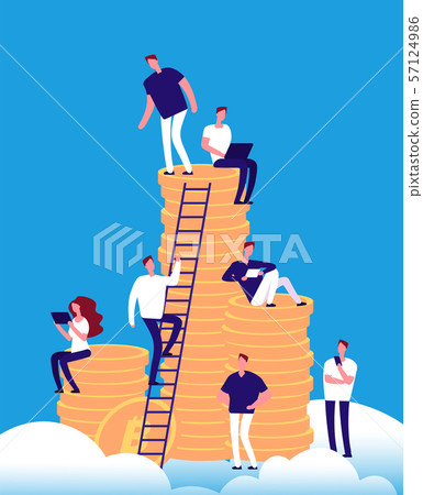 Cryptocurrency concept. Altcoin tokens pile with people investors. Crypto mining and bitcoin 57124986