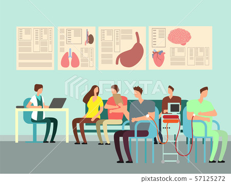Blood transfusion vector concept. Donation illustration with cartoon people in doctor office 57125272