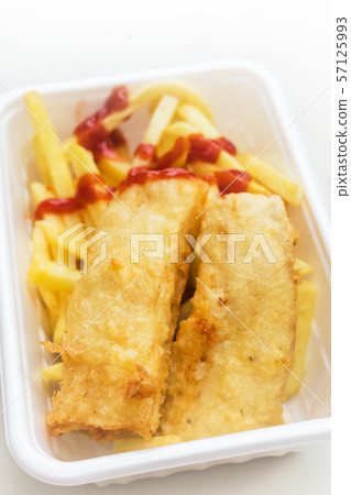 英國快餐炸魚加炸土豆片 57125993