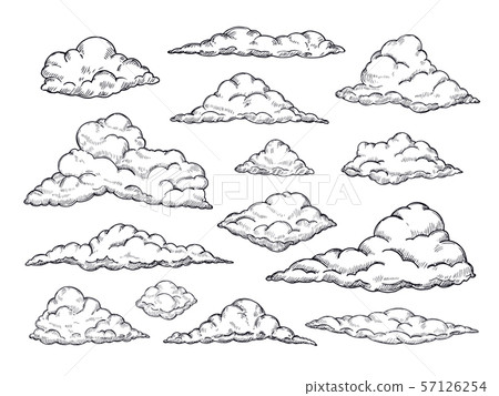 Sketch Clouds Hand Drawn Sky Cloudscape Stock Illustration