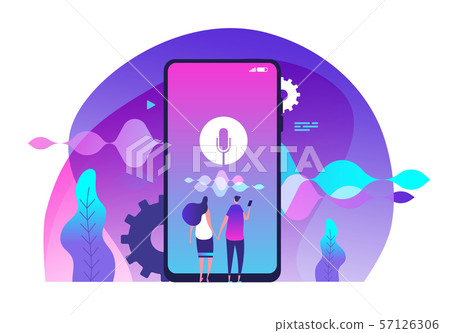 Voice assistance concept. Voice controlled intelligent home speaker and voice assistant vector Voice assistance concept. Voice controlled intelligent home speaker and voice assistant vector 57126306