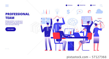 Profession Team Employees Work In Office Stock Illustration