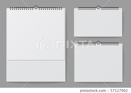 Wall calendar mockup. Blank white desktop office calendar with spiral binder. 3d vector isolated 57127902