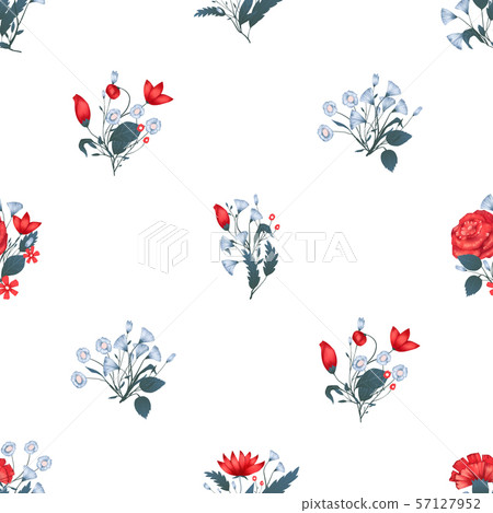 Seamless pattern Vector floral design with... - Stock Illustration ...