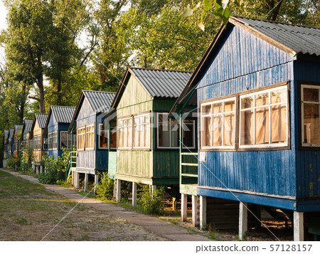 old vintage wooden colorful small houses in the old vintage wooden colorful small houses in the 57128157