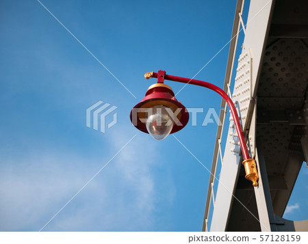vivid red city lantern with blue sky on background vivid red city lantern with blue sky on background 57128159