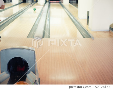 view on empty track at bowling club. blurred 57128162