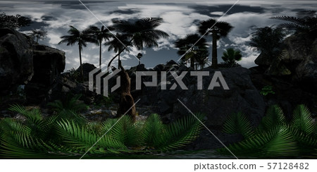 vr 360 camera inside tropical cave in jungle with 57128482
