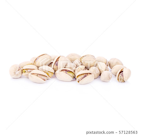 toasted pistachios on a white background 57128563