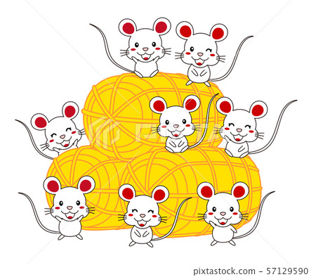 Mouse, rice bran, illustration 57129590