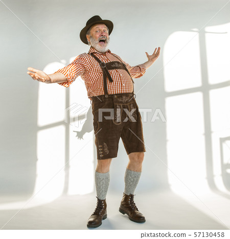 Portrait of Oktoberfest man, wearing the traditional Bavarian clothes 57130458