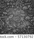 Black and white seamless pattern with different spices (indian). Asian spices. 57130792