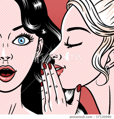Comic style beautiful young women gossiping, 57130990