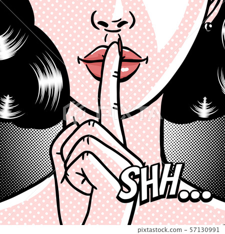 Comic style beautiful young woman holding a finger 57130991