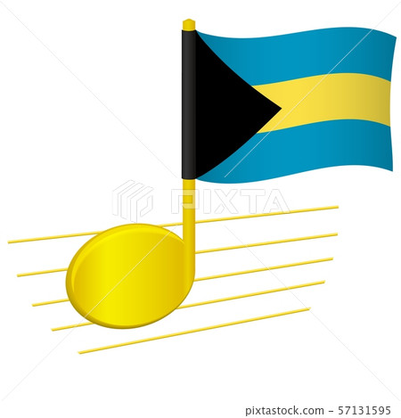 Bahamas flag and musical note 57131595