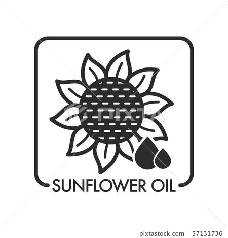 Sunflower oil drops and plant graphic art with 57131736