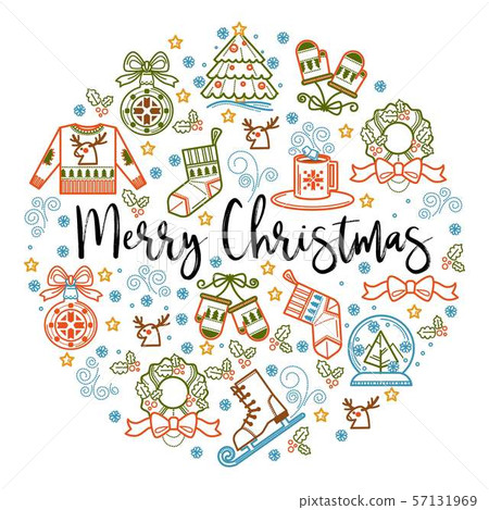 Merry Christmas symbolic icons placed in circle Merry Christmas symbolic icons placed in circle 57131969