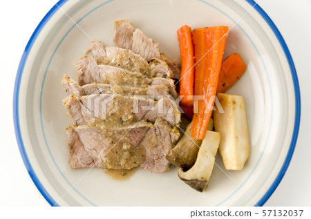 Roast pork with vegetables Roast pork with vegetables 57132037