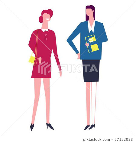 Woman friends wearing working costumes suits of 57132058