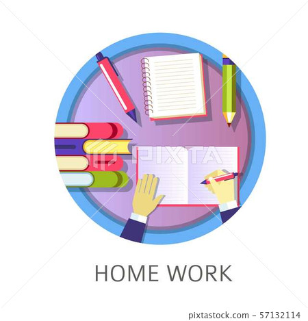 Home work student writing in textbook, studying Home work student writing in textbook, studying 57132114