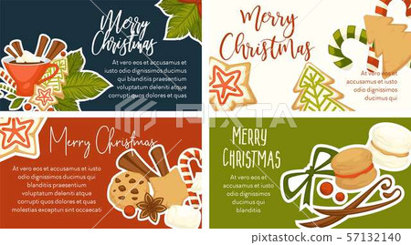 Merry Christmas winter holidays symbols and text 57132140