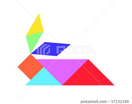 Tangram puzzle in rabbit shape on white background 57132190
